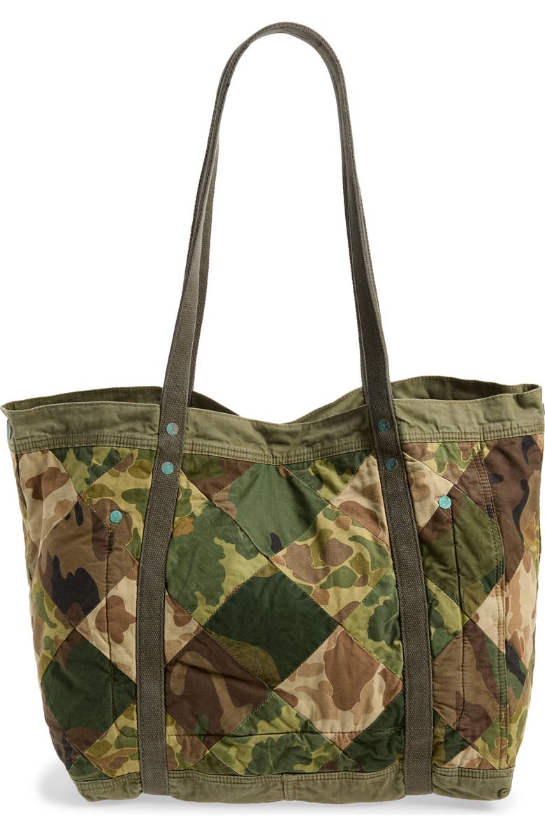 Double RL Patchwork Camo Tote, Alternate, color, Multi Camo Prints/ Olive Drab