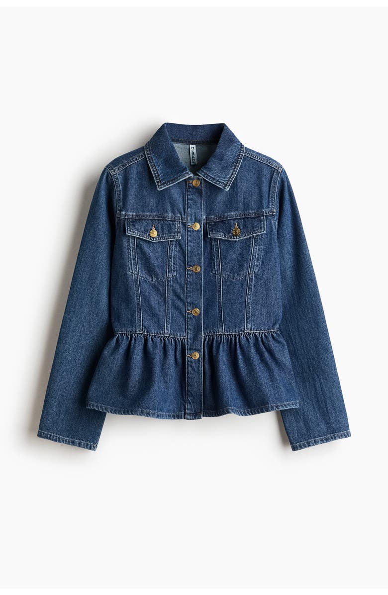 H&M Denim peplum jacket, Alternate, color, Denim Blue