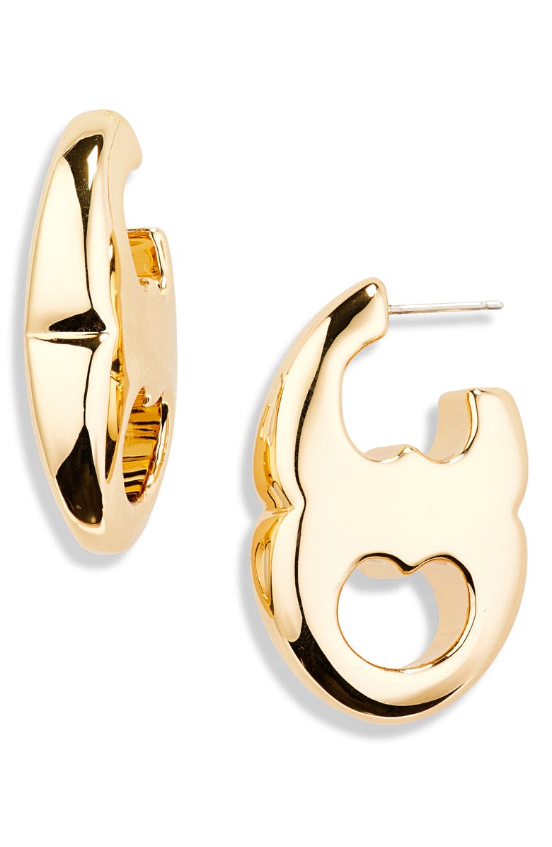 Tory Burch Gemini Link Earring, Main, color, Light Brass