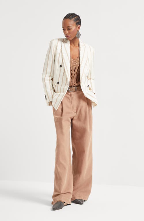 Brunello Cucinelli Wide Smart Trousers In Rust Brown
