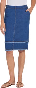Lysse Evelina Fringe Denim Midi Skirt