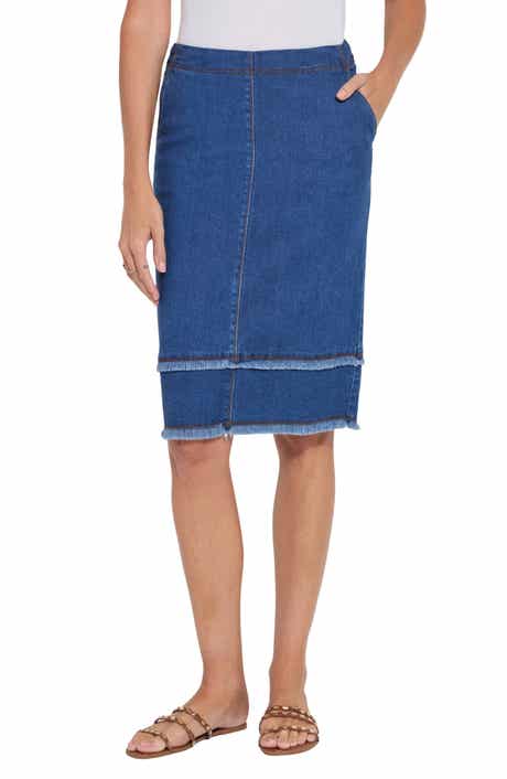 Lysse Evelina Fringe Denim Midi Skirt