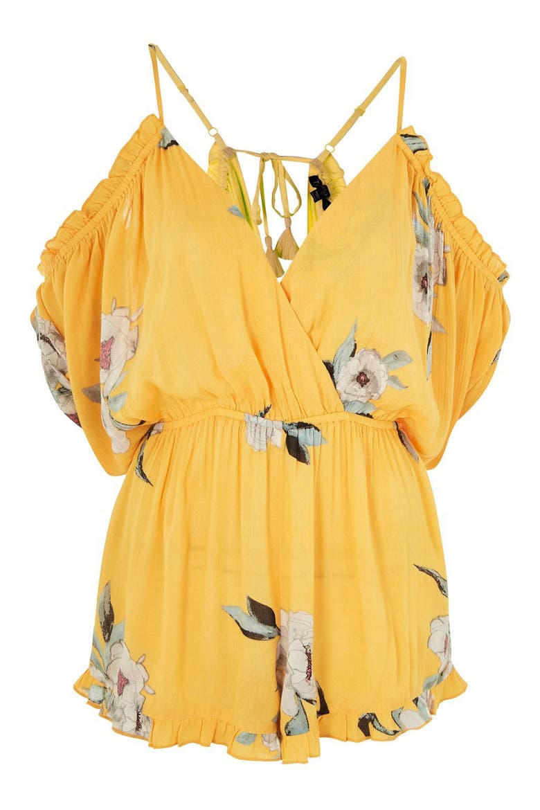 Posie Off the Shoulder Romper, Main, color, YELLOW