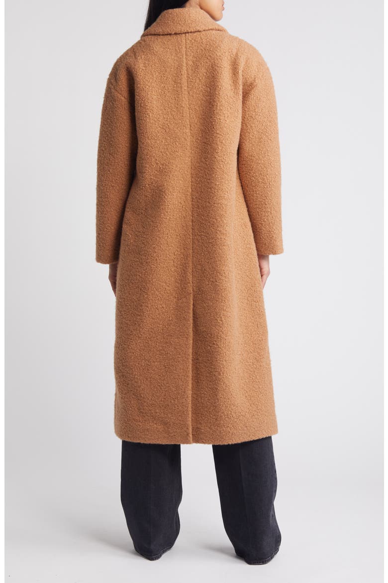 Double Breasted Bouclé Long Coat, Alternate, color, TOFFEE