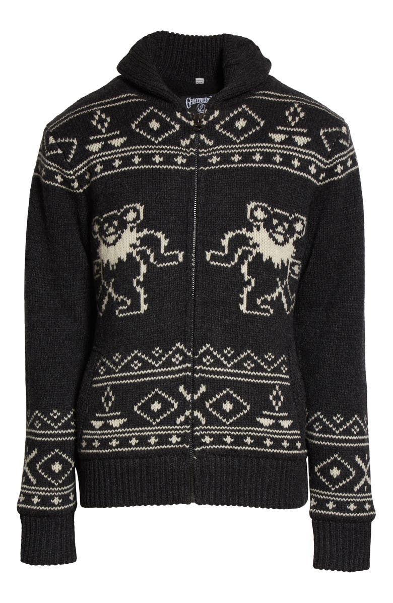 Schott NYC x Grateful Dead Dancing Bears Wool Blend Sweater Jacket, Alternate, color,