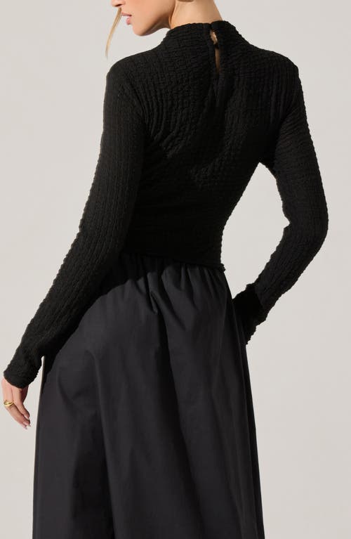 Astr The Label Kearney Long Sleeve Mixed Media Dress In Black