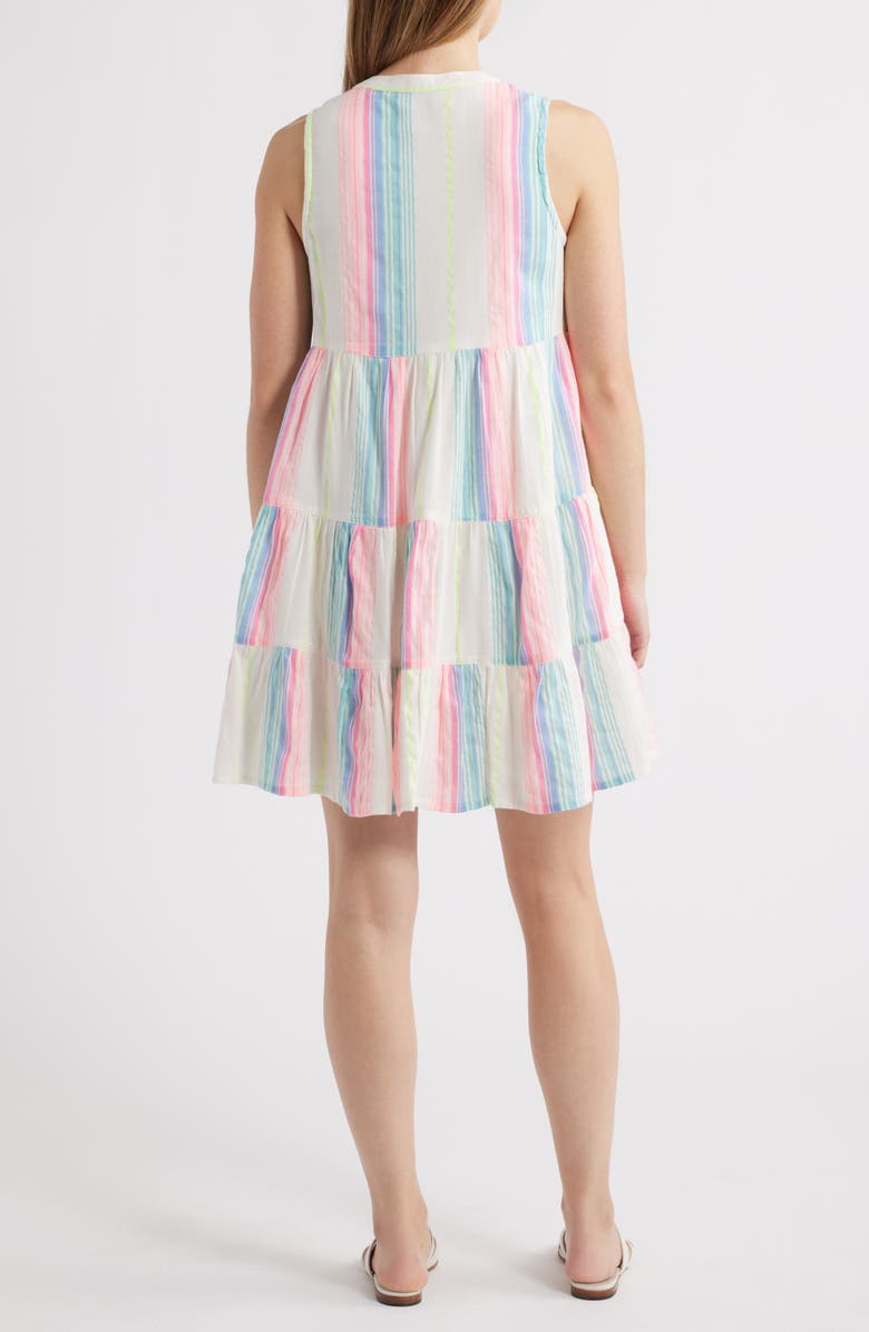 Hatley Neon Bright Stripe Tiered Cotton Blend Dress, Alternate, color, 
