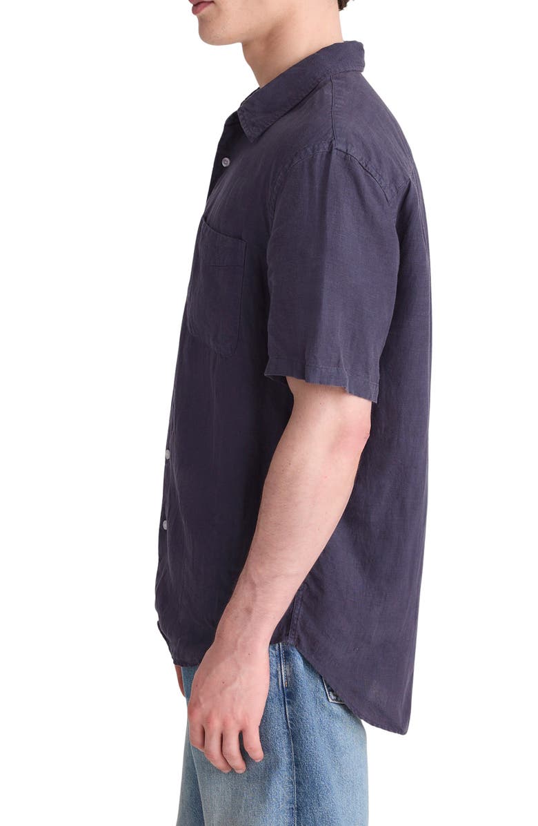 Madewell Short Sleeve Linen Shirt, Alternate, color, Ink