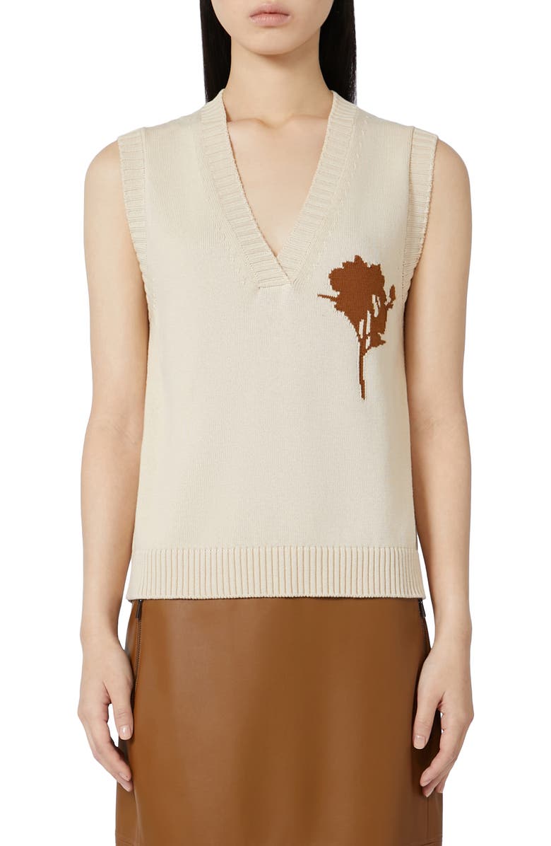 MM by Max Mara Bacio Cotton Sweater Vest, Main, color, Ivory