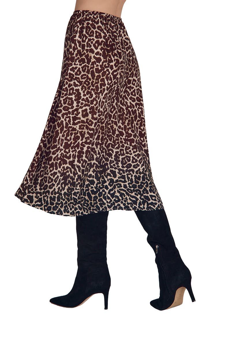 Gathered Midi Skirt, Alternate, color, OMBRE LEOPARD PRINT