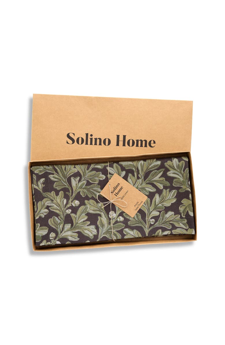 Solino Home Linen Table Throw - Fallen Leaves, 52" x 52", 52" x 52", Alternate, color, Green And Brown