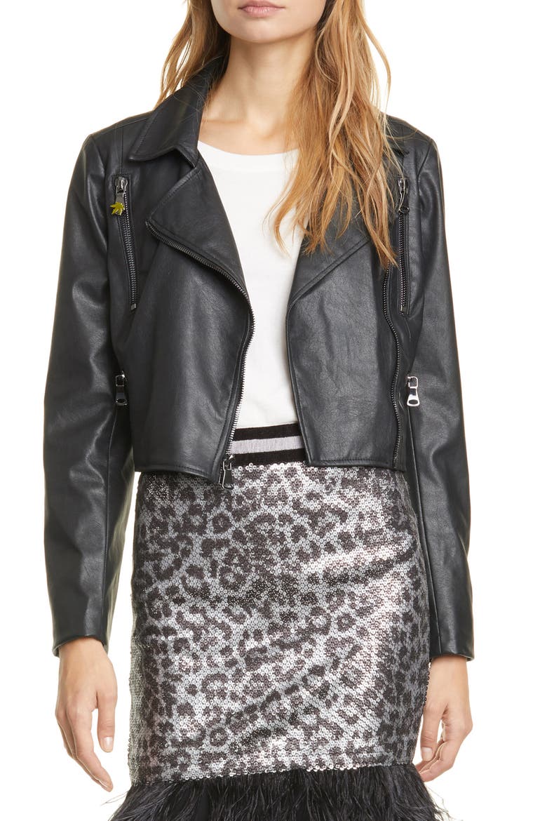 Inside Job Faux Leather Jacket, Main, color, BLK VGN LEATHER