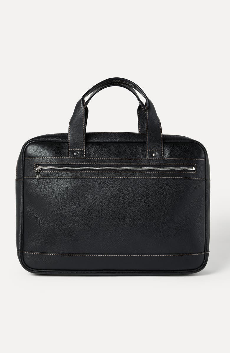 Brunello Cucinelli Grained calfskin briefcase with zipper, Alternate, color, Black