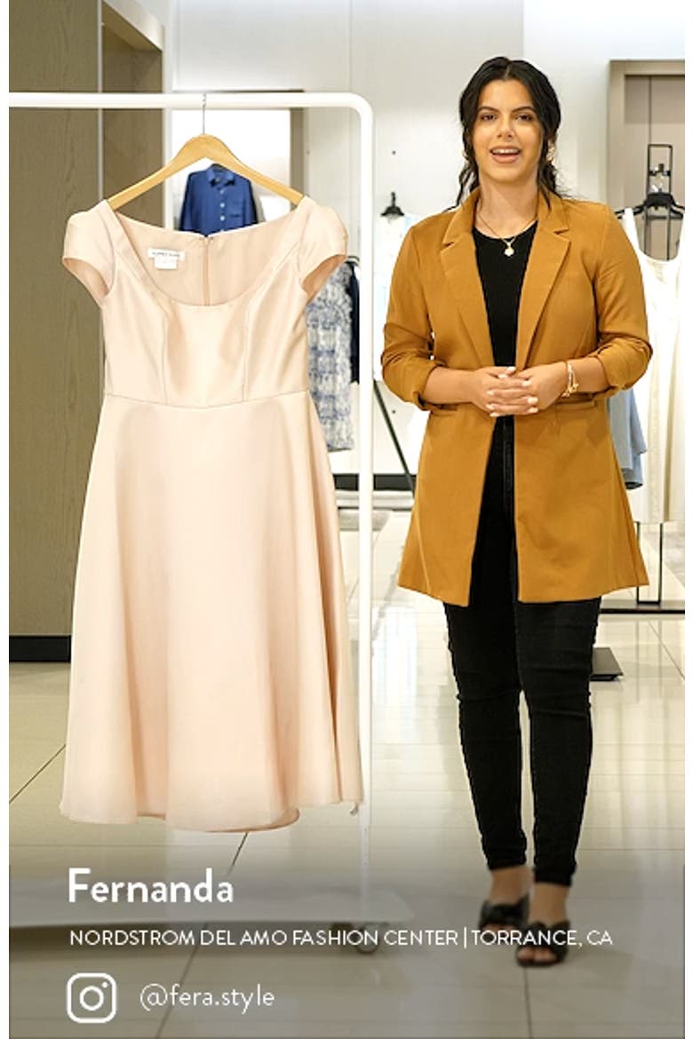 Cap Sleeve Full Skirt Satin Midi Cocktail Dress video
