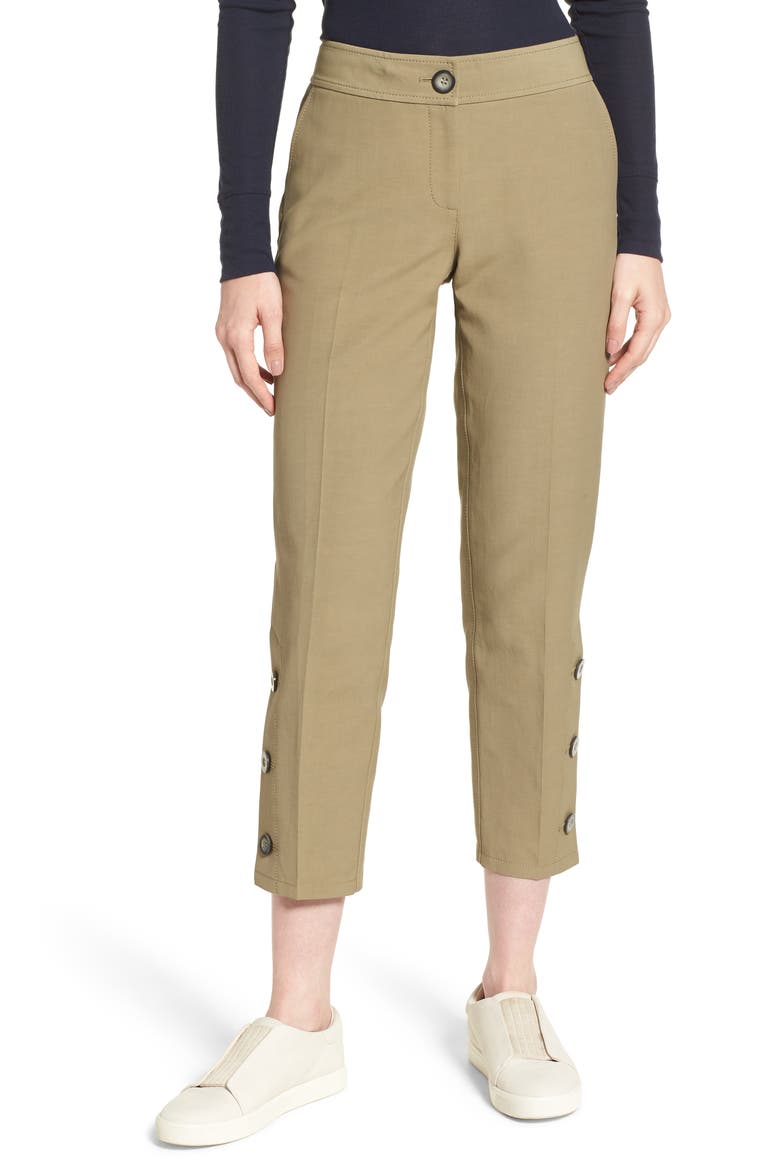 Slim Leg Crop Pants, Main, color, OLIVE COVERT