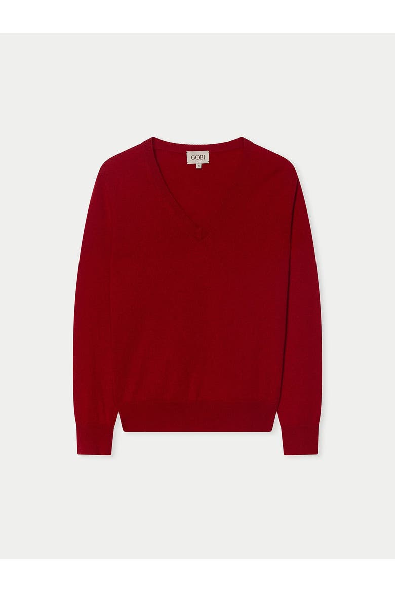 Timeless Cashmere V-Neck Sweater, Main, color, chili pepper