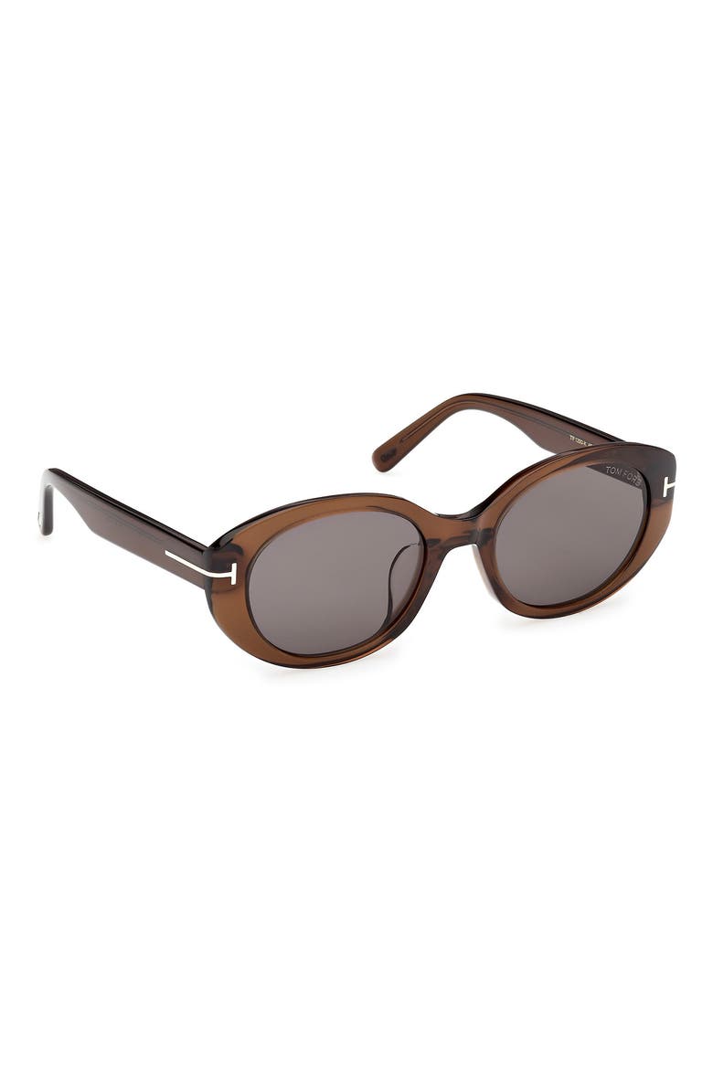 54mm Oval Sunglasses, Alternate, color, SHINY LIGHT BROWN / SMOKE
