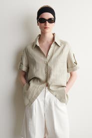 COS Folded-sleeve Linen Shirt