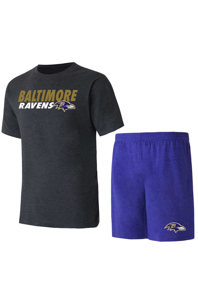CONCEPTS SPORT Men's Concepts Sport Purple/Black Baltimore Ravens Meter T-Shirt & Shorts Sleep Set, Main, color,