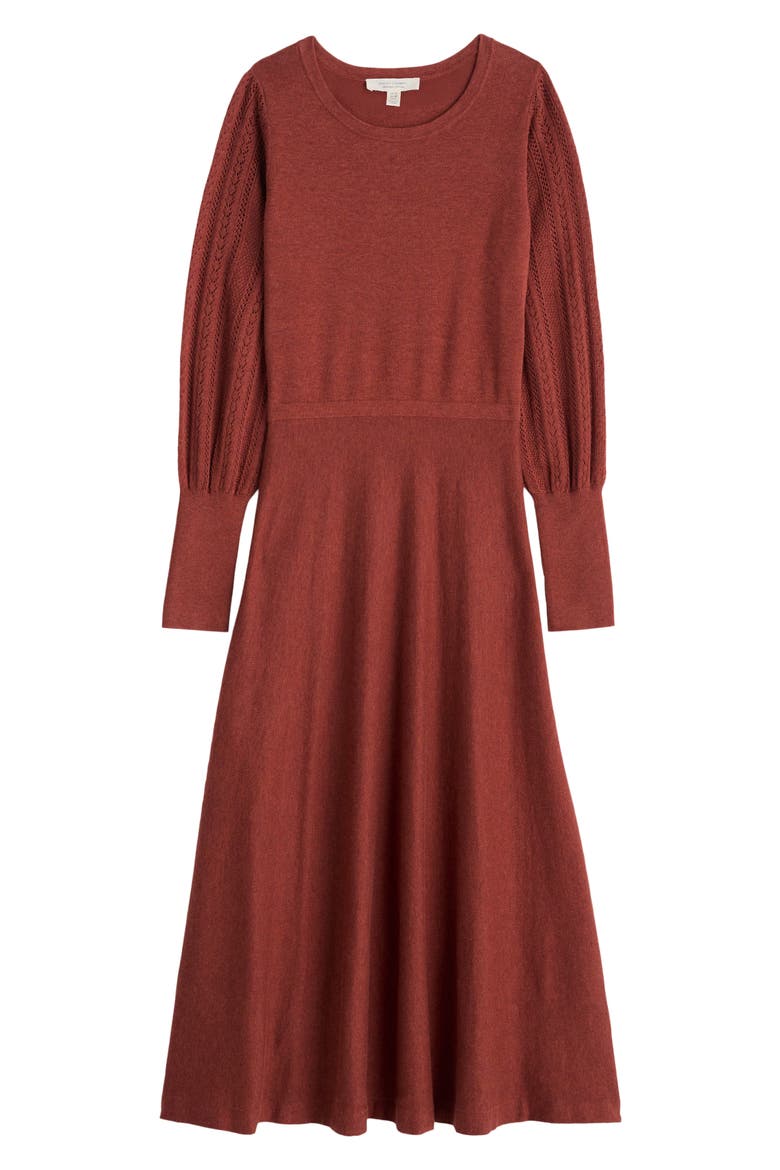 Herring Gull Long Sleeve Organic Cotton Sweater Dress, Alternate, color, KNIT MELANGE BURGUNDY