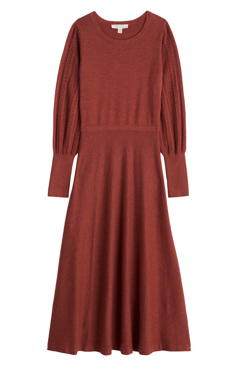 Seasalt Cornwall Herring Gull Long Sleeve Organic Cotton Sweater Dress, Alternate, color, Knit Melange Burgundy