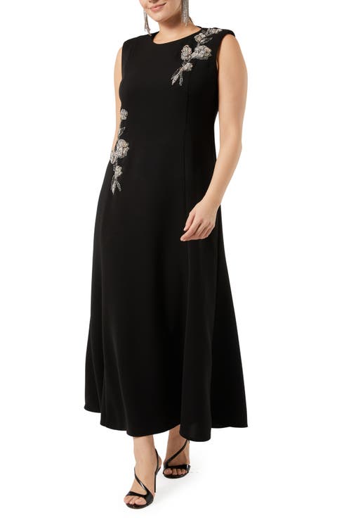 Refeluca Beaded Jewel Neck Dress