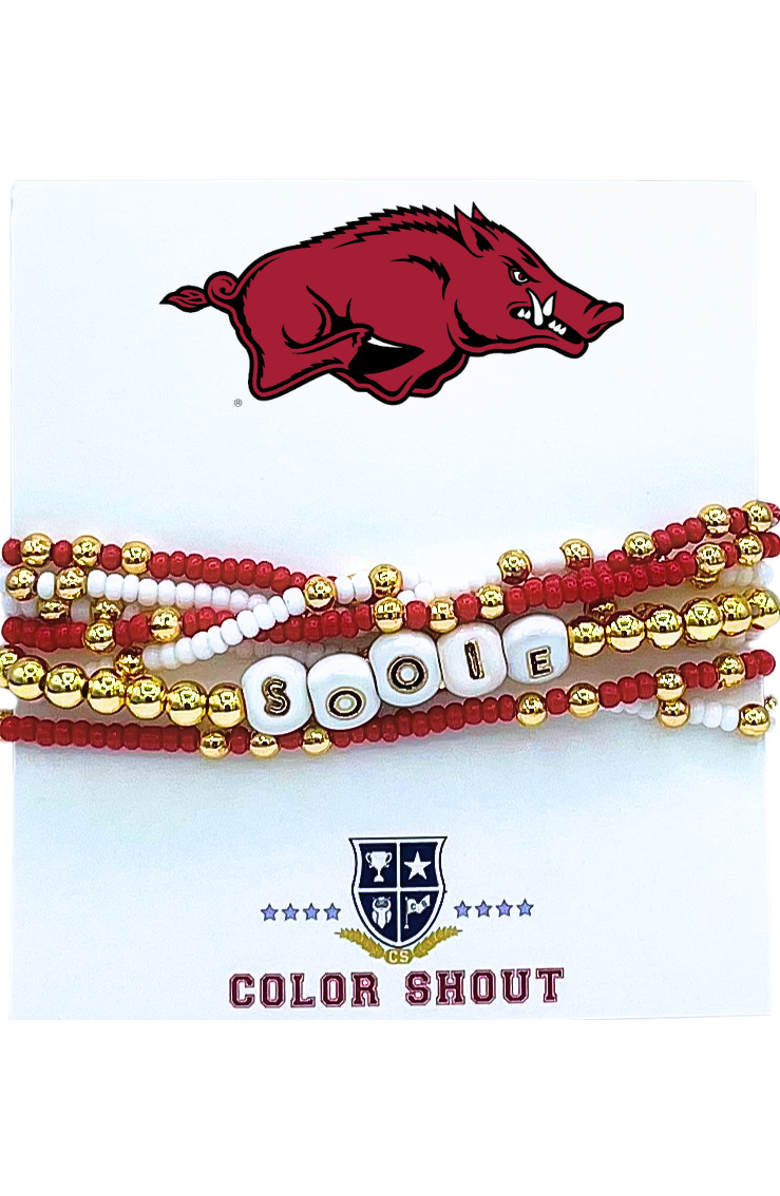 Color Shout Arkansas Lucky 7 Bracelet Set, Main, color, Yellow Gold