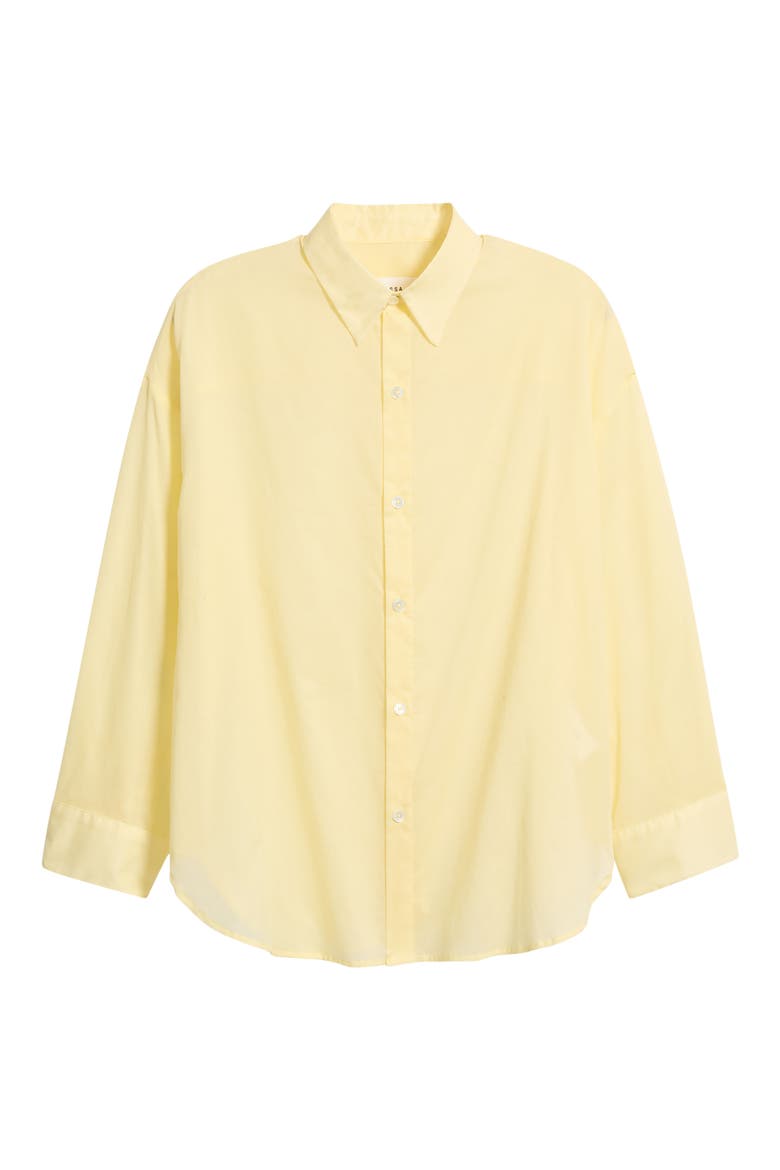 Oversized Cotton Button-Up Shirt, Alternate, color, BUTTER YELLOW SHEER