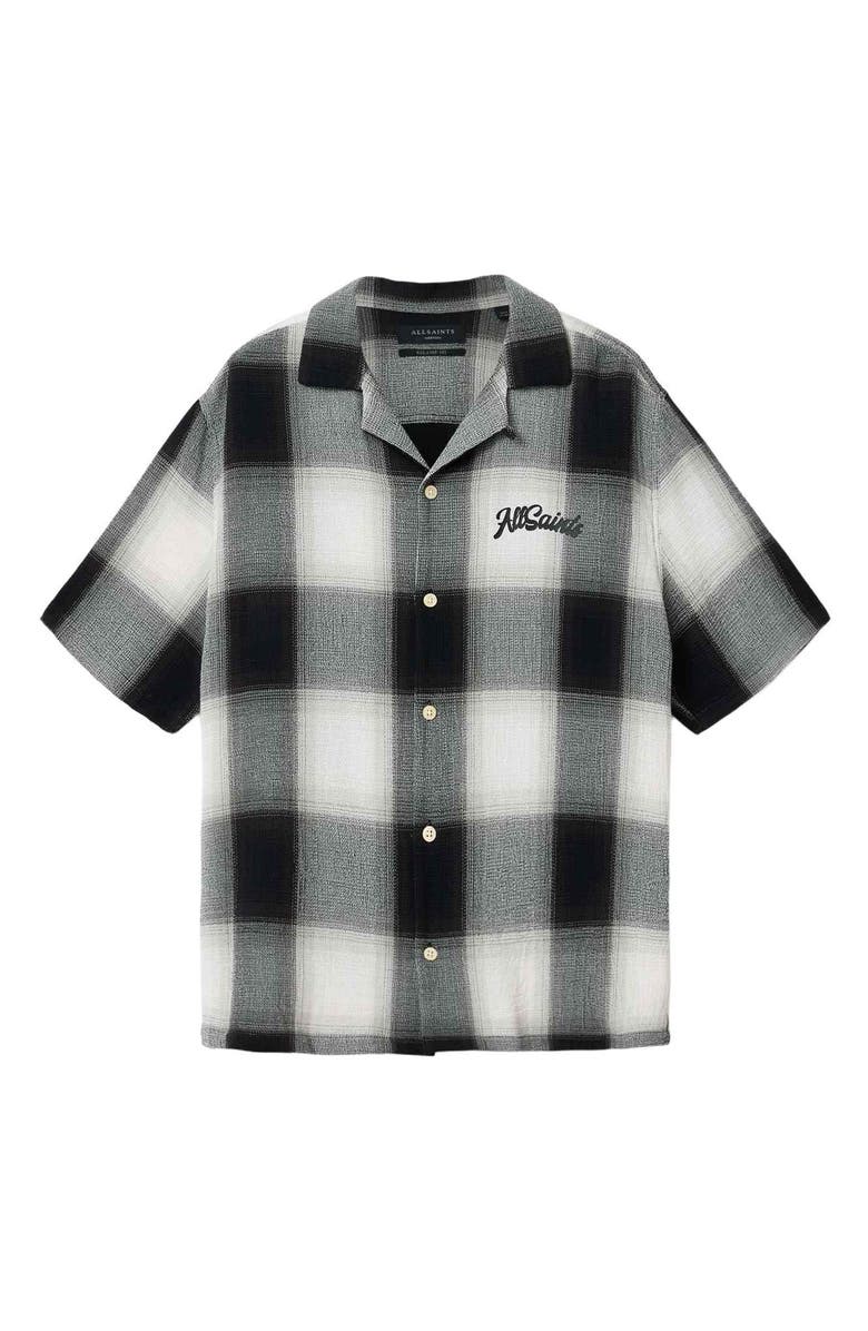 AllSaints Fade Out Plaid Camp Shirt, Alternate, color, Whisper Grey