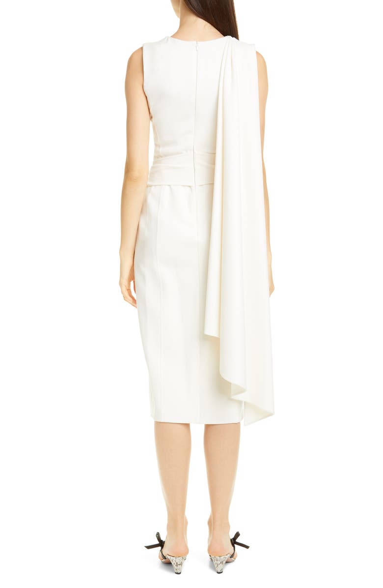 Oscar de la Renta Sash Back Wool Blend Midi Dress, Alternate, color, 