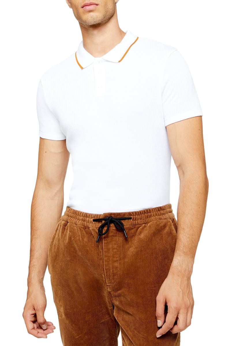 Topman Snit Classic Fit Ribbed Polo, Main, color, 