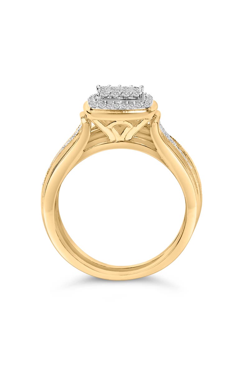 14K Yellow Gold Plated Sterling Silver 1/2 Cttw Diamond Square Cluster Bridal Set, Alternate, color, Yellow Gold over Silver