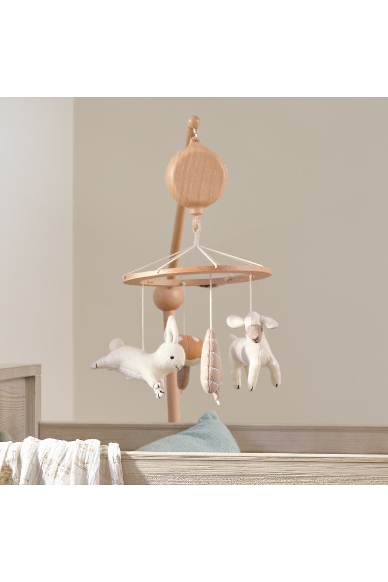 Organic Meadow Wood Musical Baby Crib Mobile Soother Toy/Decor, Alternate, color, Cream