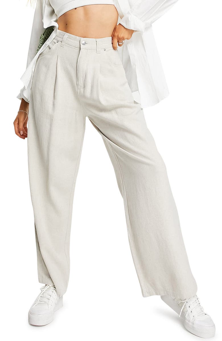 ASOS DESIGN Pleated High Waist Wide Leg Trousers, Main, color,