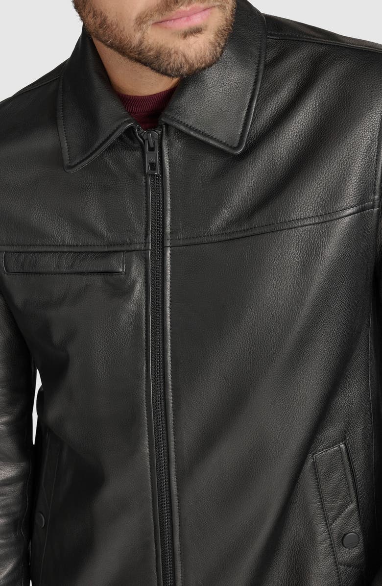 Andrew Marc Gosford Lambskin Leather Jacket, Alternate, color, Black