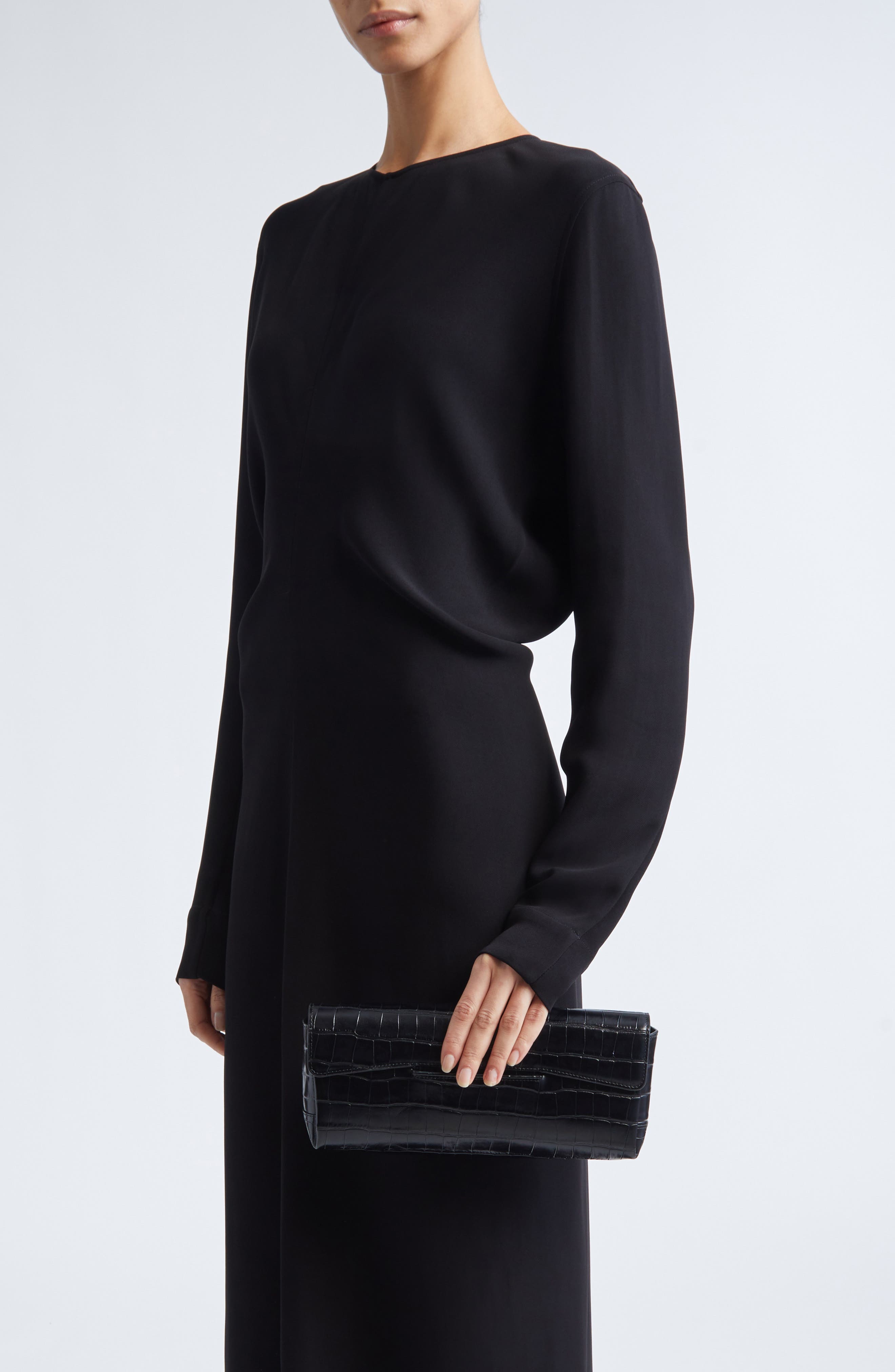 TOTEME Soft Croc Embossed Leather Clutch, Alternate, color, 