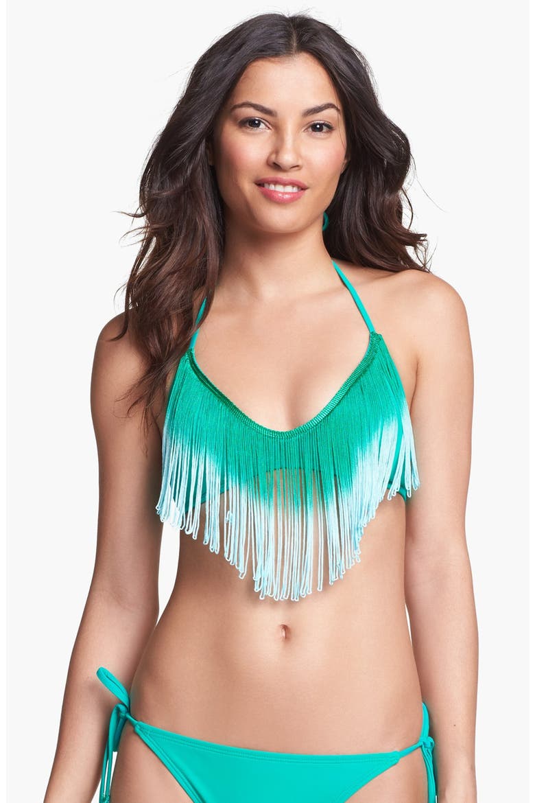 Fringed Bikini Top, Main, color, EMERALDINE