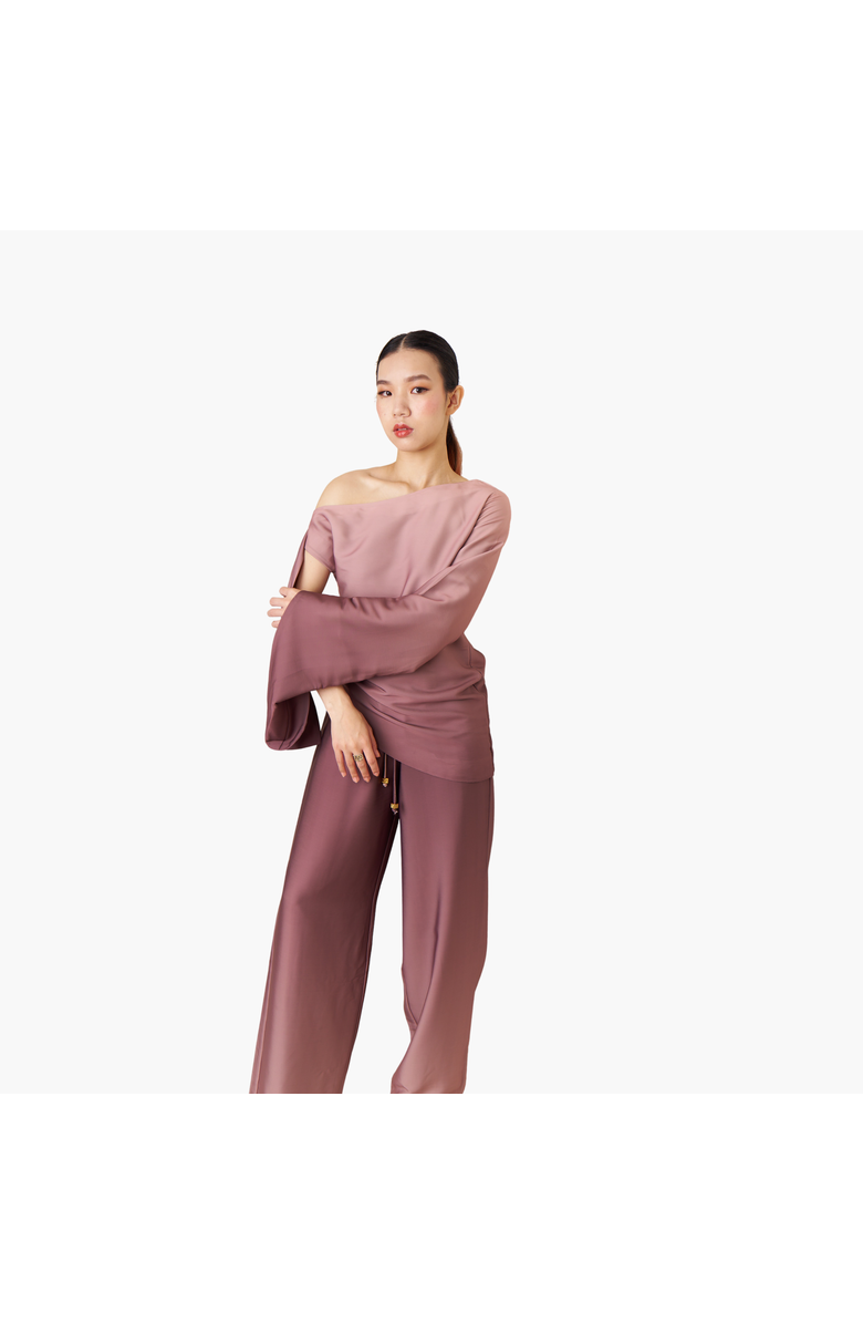 RICHANTEE Asymmetric Tie Sleeve Top, Main, color, Brown