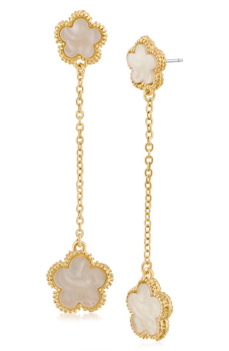 JARDIN Clover Drop Earrings, Main, color, Mother Of Pearl/ Gold