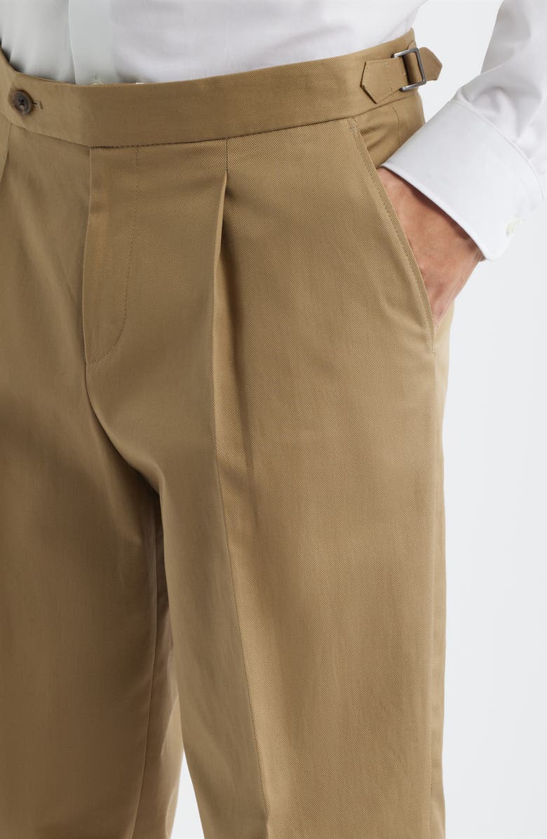 BOSS Perino Pleat Stretch Cotton Pants, Alternate, color, Beige/Khaki
