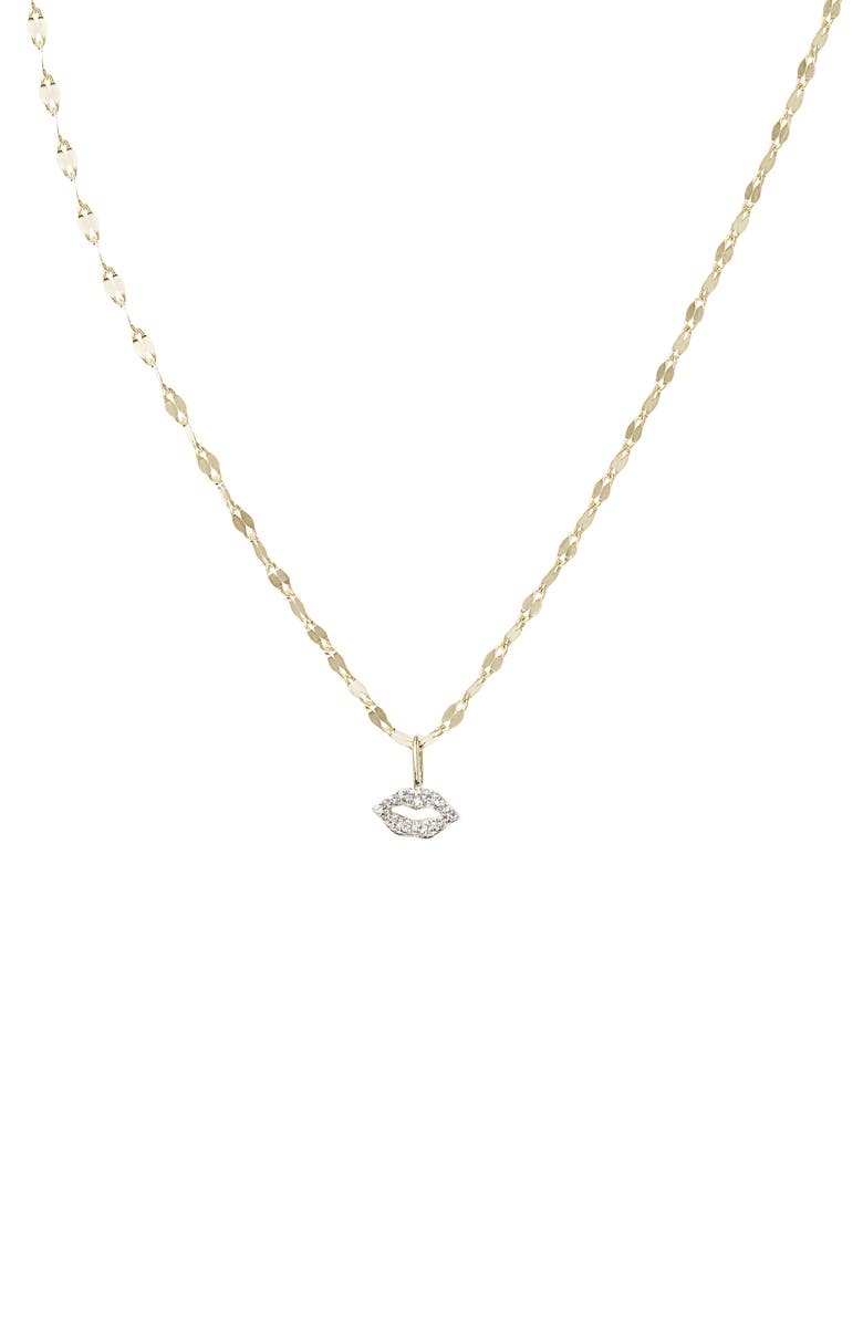 STONE AND STRAND Pavé Diamond Lips Pendant Necklace, Main, color,