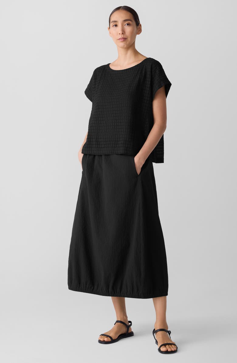 Eileen Fisher Boxy Boat Neck Organic Cotton Blend Top, Alternate, color, Black