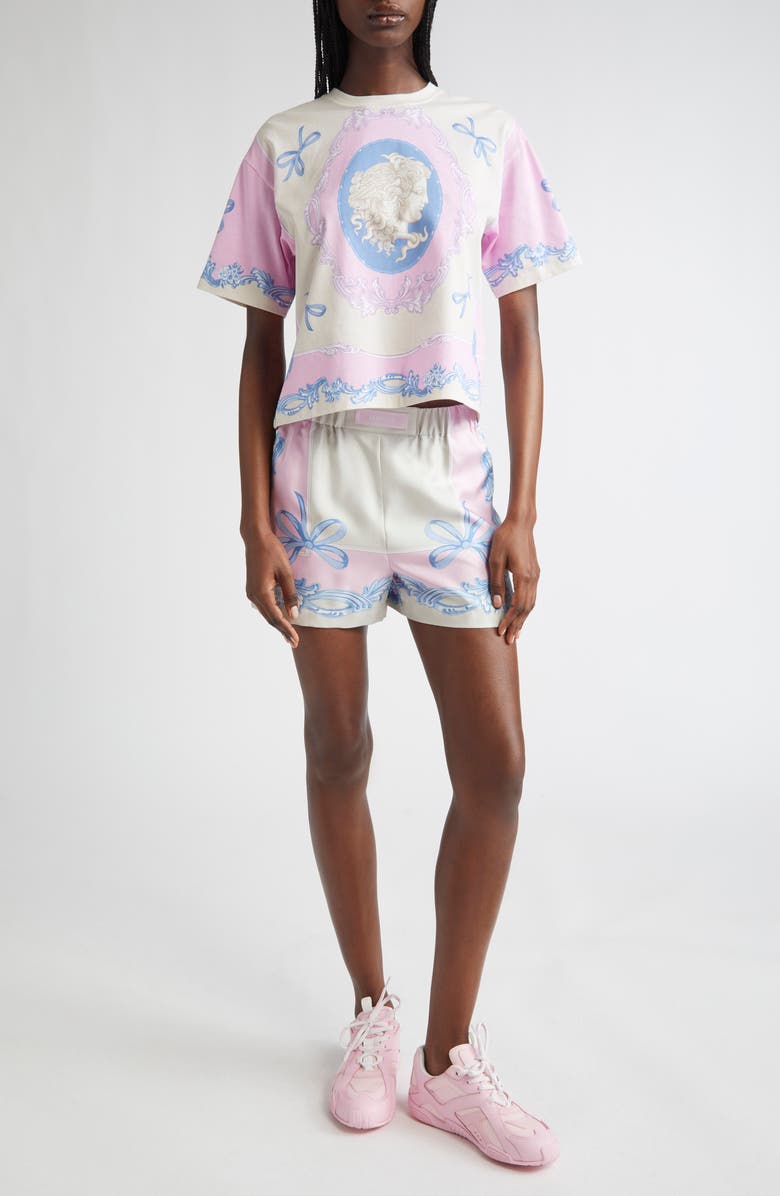 Versace Medusa Cameo Crop Graphic T-Shirt, Alternate, color, 