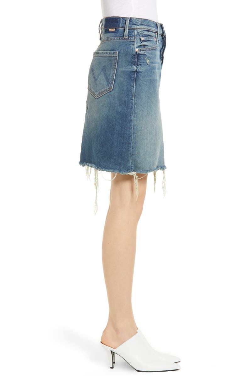MOTHER The Tomcat Fray Denim Skirt, Alternate, color,