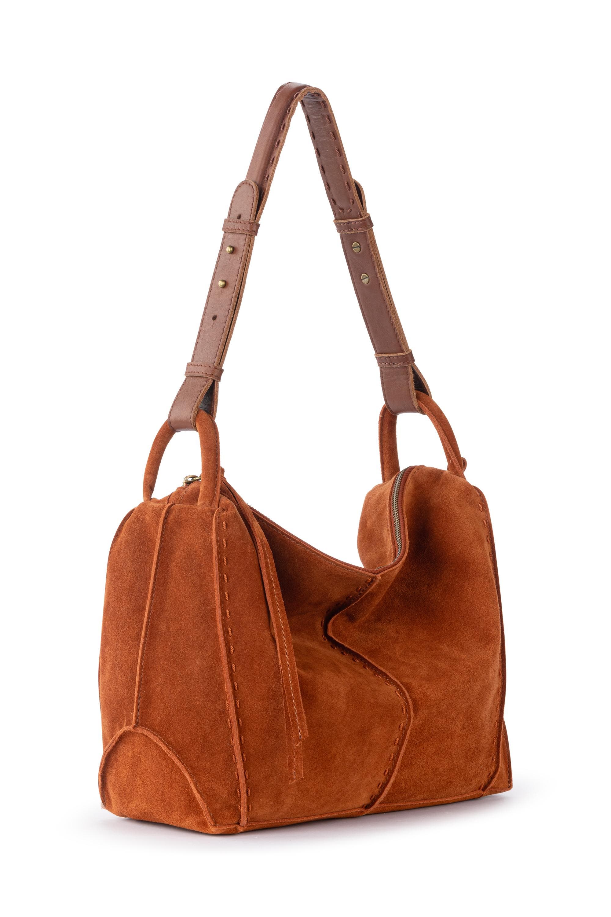 Los Feliz Hobo Leather Bag, Alternate, color, Persimmon Suede
