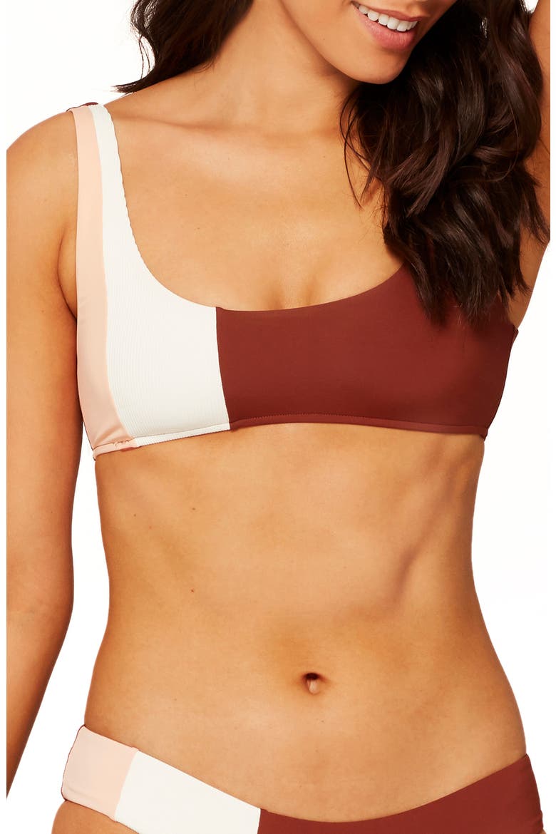 L Space Colorblock Bikini Top, Main, color, CREAM/ DESERT ROSE/ TOBACCO