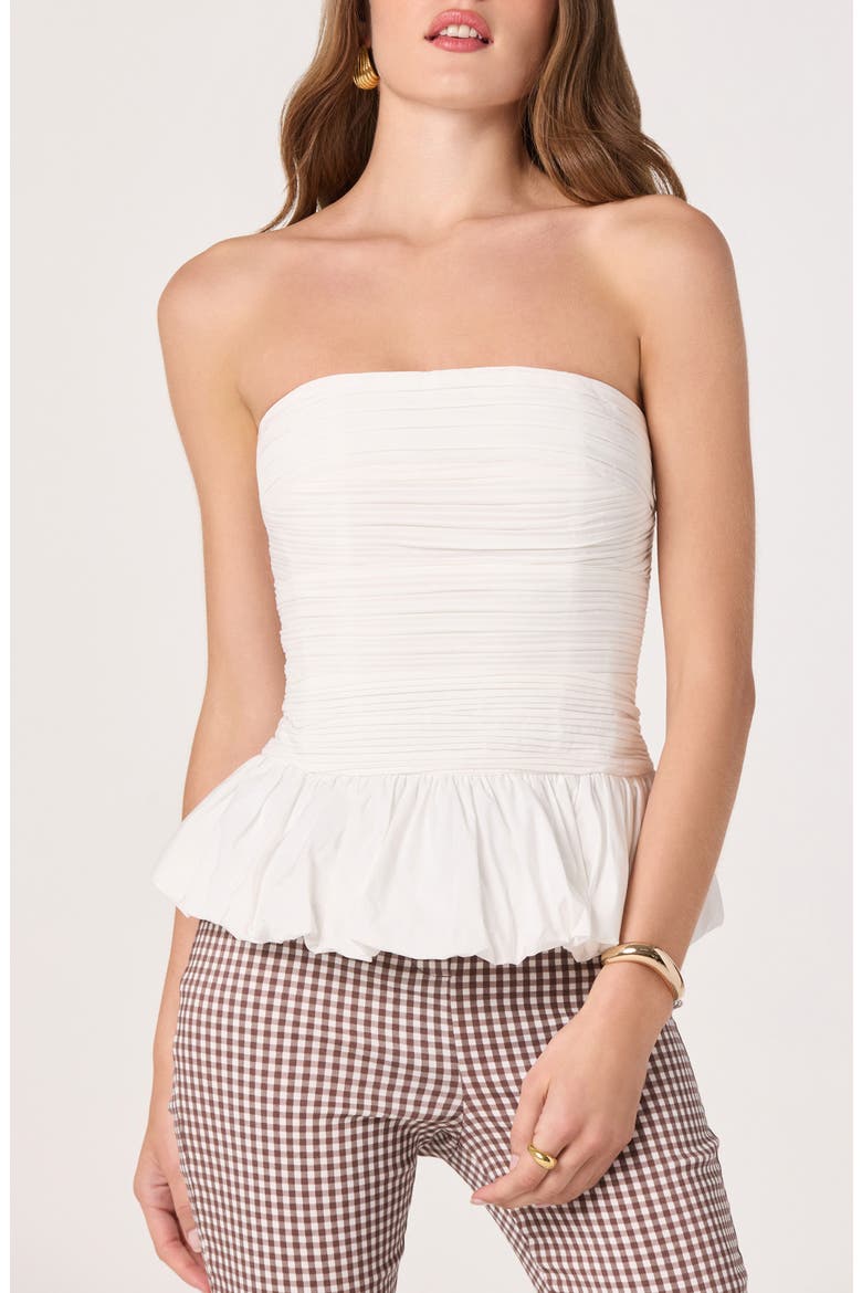 Ella Strapless Peplum Top, Main, color, WHITE