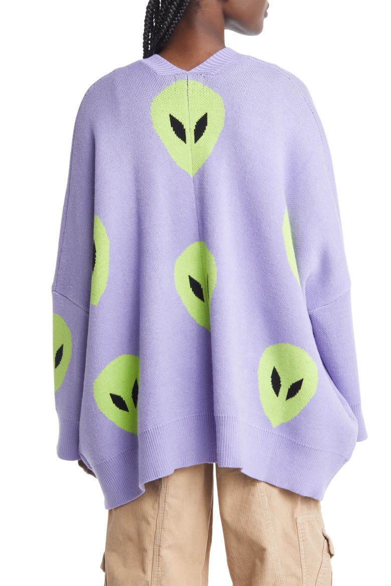 Boxy Oversize Cardigan, Alternate, color, LAVENDER ALIEN
