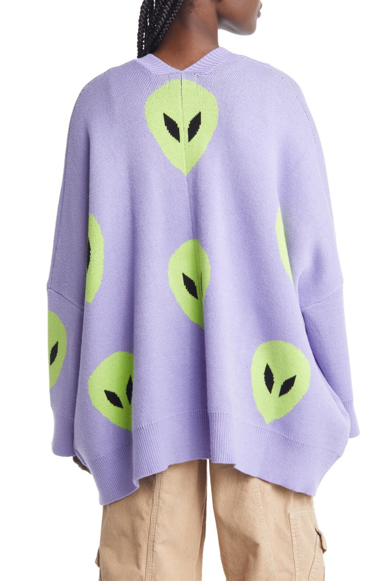 Dressed in Lala Boxy Oversize Cardigan, Alternate, color, Lavender Alien