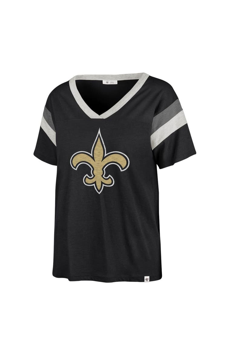 Women's '47 Black New Orleans Saints Phoenix V-Neck T-Shirt, Alternate, color, Black